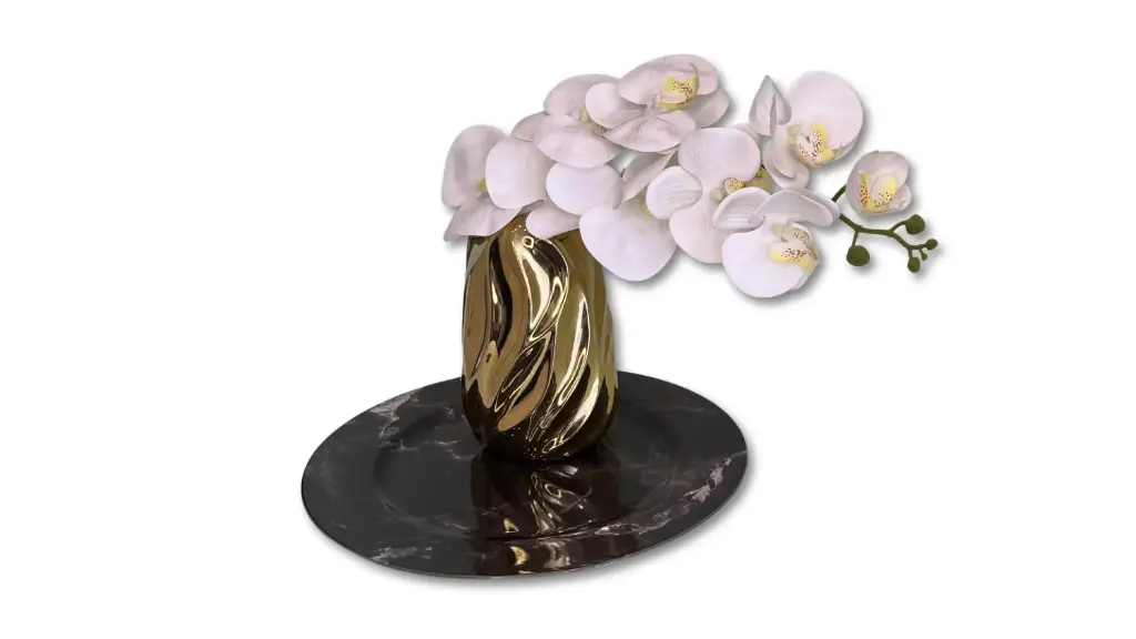 Flor Decorativa Blanca-Amarilla 